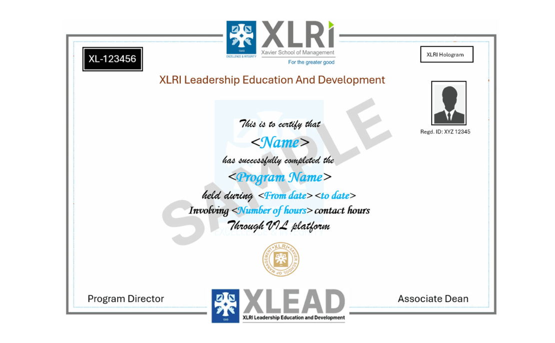 Sample XLRI Executive Development Programme in AI for Finance certificate